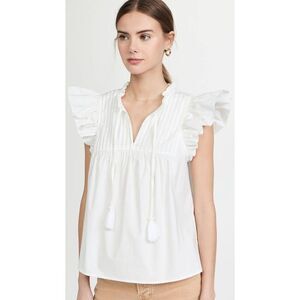 Sea New York Flutter Sleeve Top In White L